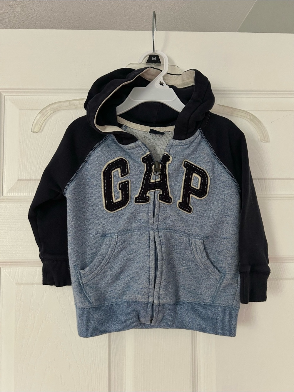 Baby GAP 2T - Blue & Black Hooded Zip-Up Sweatshirt